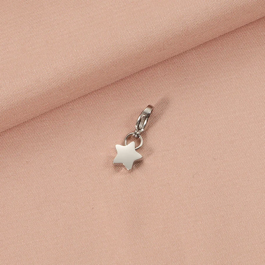 5pcs/Lot Stainless Steel Star Charms Pendants with Lobster Clasp For DIY Making Necklace Bracelet Accessories