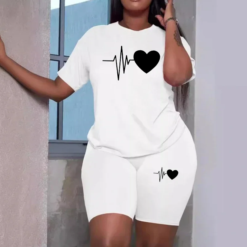 

New Fashion Women's Summer Sportswear 2pcs Set Solid Color T-shirt Shorts Ladies Home Outdoor Comfortable Outfits Gym Tracksuits