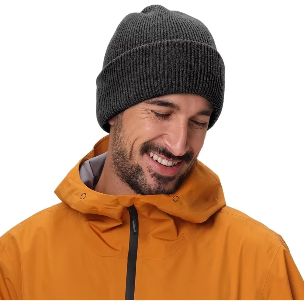 

Thick Cuffed Beanie for Men & Women Double Layer Knit Winter Hat Acrylic Watch Hat Warm Stocking Skull Cap