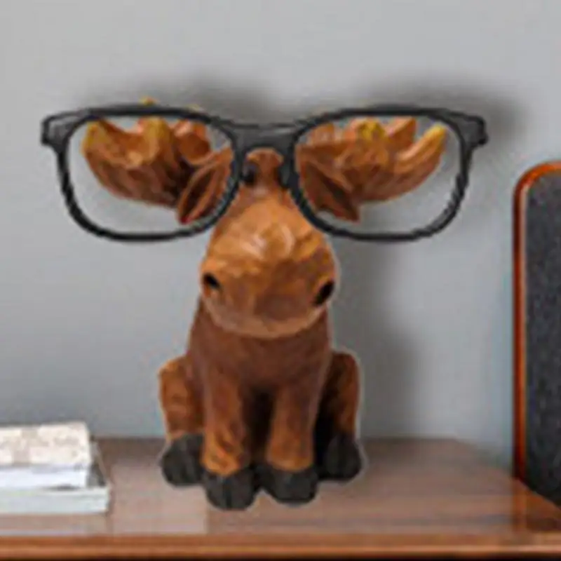 Funny Glasses Holder Elk Sunglass Display Stand Rustic Cabin Decor Multi-purpose Glasses Stand Phone Stand For Home Desktop