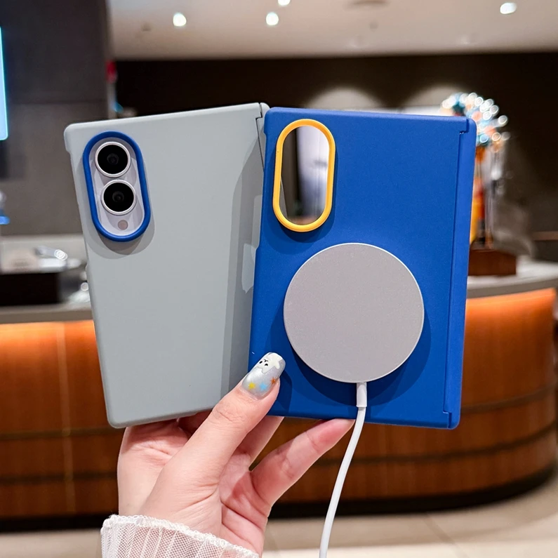 Funda magnética de lujo con colores contrastantes y protección de bisagra para Samsung Galaxy Z Fold 8 Ultra Fold8, cubierta ancha 5