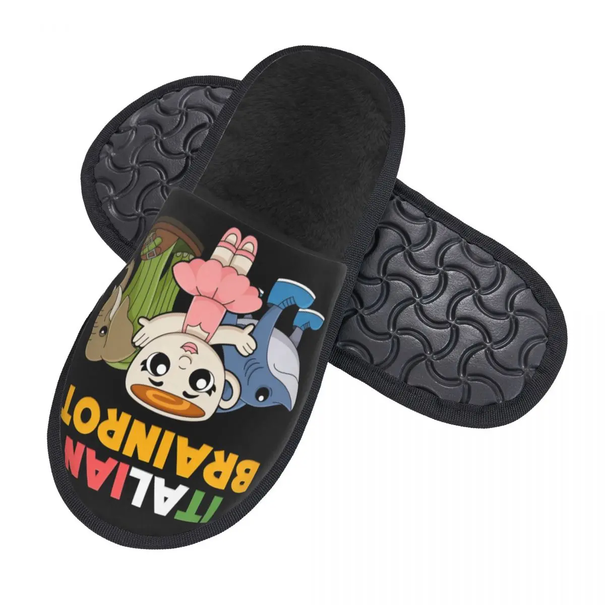 Custom Italian Brainrot Soft Scuff With Memory Foam Slippers Women Animals Cartoon Spa House Shoes