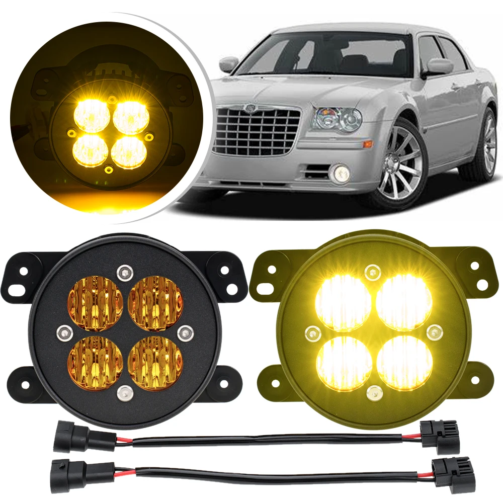 2PCS amber LED Fog Light Driving Light headlight assembly For Chrysler 300C Touring PT Cruiser Jeep Wrangler JK Dodge Journey