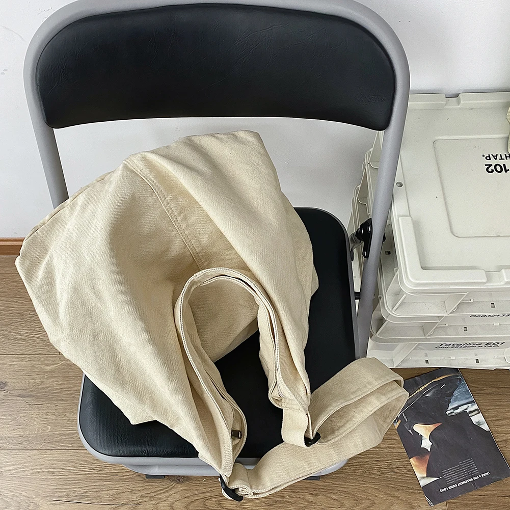 

Japanese Harajuku Canvas Messenger Bags Solid Color Retro Crossbody Messenger Handbags Soft Pockets Large Capacity for Shopper