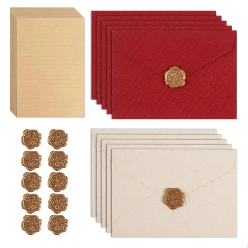 

2026 New 35Pcs Antique Letter Writing Set With Seal Invitations Greeting Cards