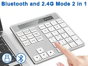 ABS Bluetooth Numpad 2 in 1 Keyboard Calculator Bluetooth 2.4G Wireless Numeric Keypad