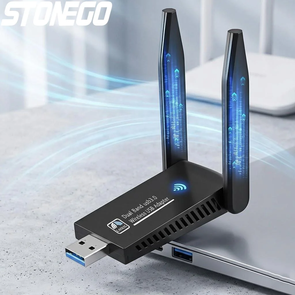 

USB-адаптер Wi-Fi 1300 Мбит/с с двумя антеннами, двухдиапазонный (5 ГГц и 2,4 ГГц), высокопроизводительный адаптер для ПК с Windows