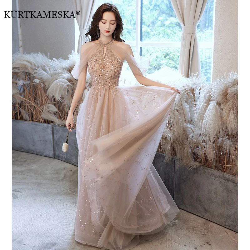

High-end Evening Gown-Strapless Breathable Dress Glitter Women's Event Wear Elegant Comfortable And Prom Dress Wedding Dresses
