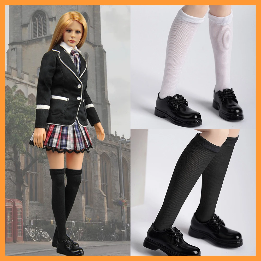 ZYTOYS-Chaussettes blanches et noires pour écolière, laçage de chaussures en cuir, accessoires de modèle Fit, figurine d'action 12 ", échelle 1/6, ZY1030, ZY1039