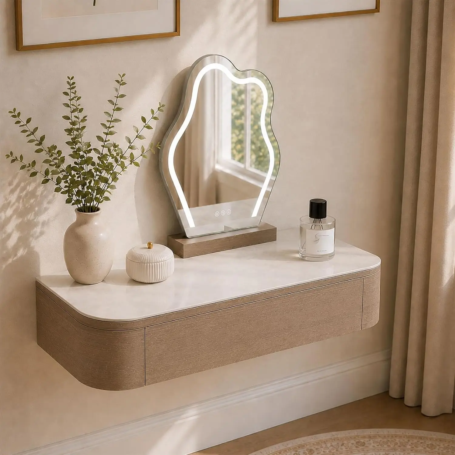 Floating Vanity Desk With Drawers & Storage, Wall Mounted Dressing Table For Bedroom Closet, 31.5