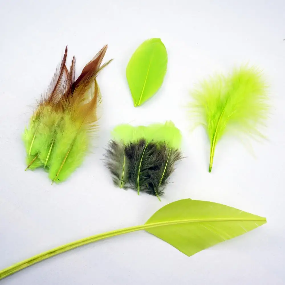 

Vibrant Fluorescent Green Feathers Set for DIY Crafts Costume Party Decorations Bulk Bright Neon Color