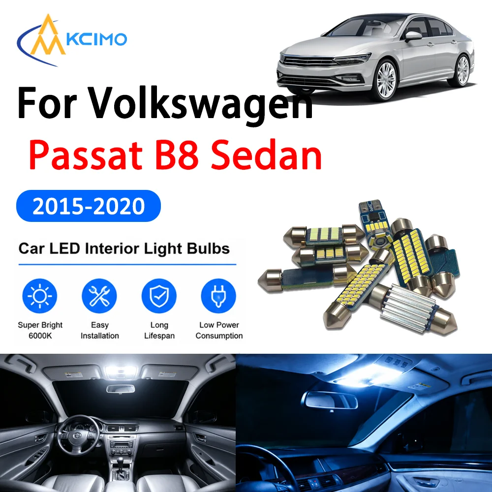 For Volkswagen Passat B8 Sedan 2015-2020 Premium No-Wire Continuous Glow Auto Interior LED Bulb Remodel Set Cabin Refit Lamps