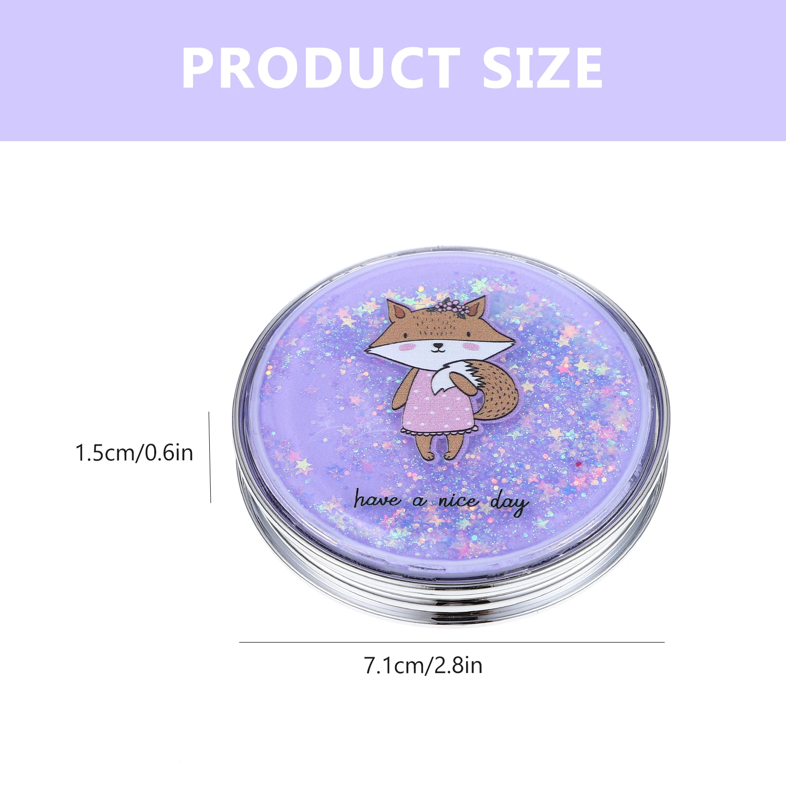 Make-upspiegel met glittereffect Compacte ronde dubbelzijdige draagbare minispiegel voor dames Reizen Outdoor Mode make-upaccessoire