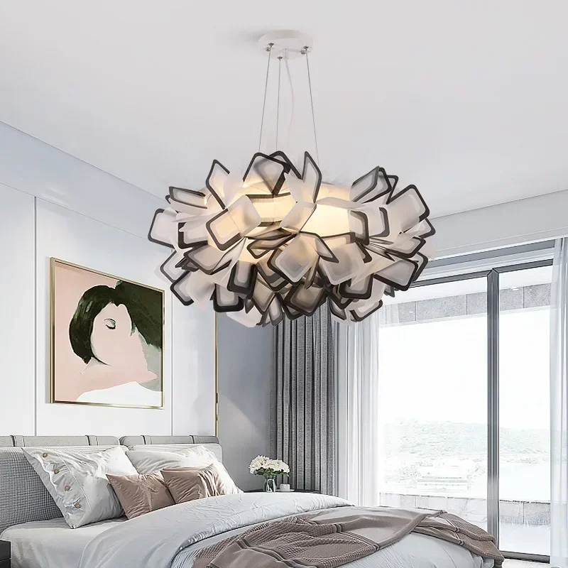 

Nordic Acrylic LED Pendant Lights Flower Shape Hanging Chandeliers Home Indoor Living Dining Room Restaurant Art Pendant Lamps
