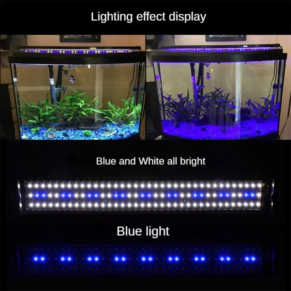 LED Aquarium Light with Adjustable Brackets, Dimmable Fish Tank Light, Plant Grow Lamp, Saltwater Coral Reef Light, Time Setting