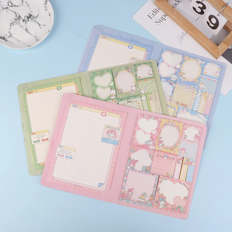 Kawaii Kuromi Melody Hello Kitty Pastel Sticky Cute Cartoon Sticky Index Memo Notepad For Teachers Student Stationary Supplies