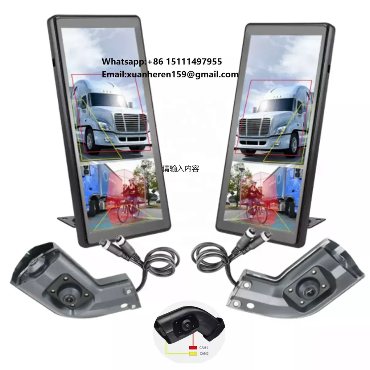 IPoster Truck Car for Side AI Blind Spot 10.36in 2ch IPS Monito DVR 256G Right Left Side Rearview Reverse Backup Mirror Camera