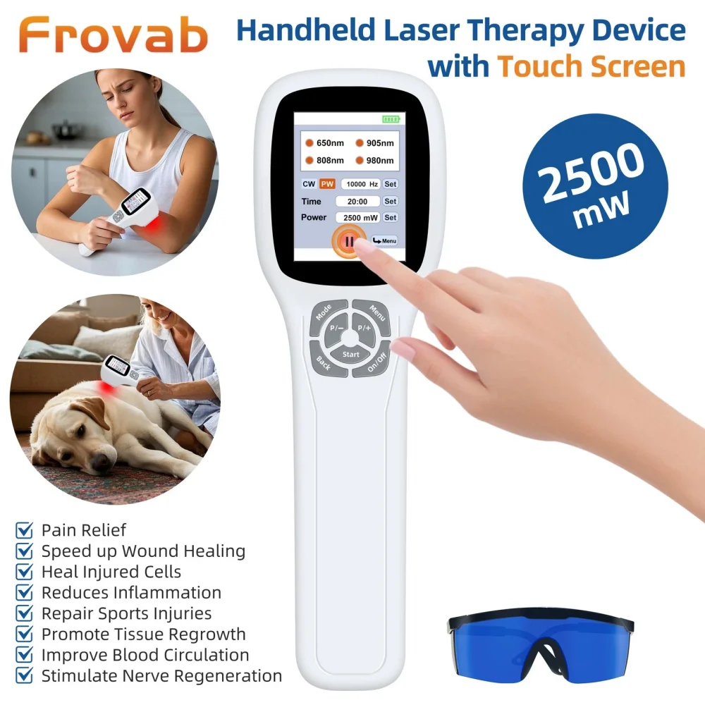 

Аппарат холодной лазерной терапии Frovab 2500 мВт, красный инфракрасный свет, 25 диодов LLLT для снятия воспалений, артрита, хронической боли в нервах