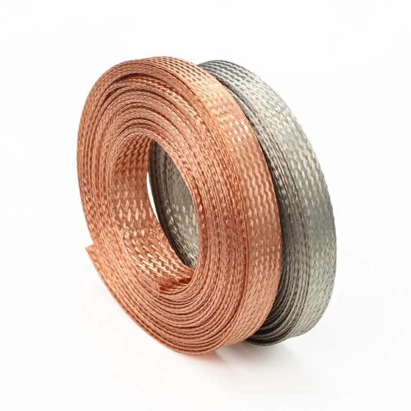 Copper Braided Sleeve 4-28mm Tinned Plating Expandable Cable Shield EMI RFI Shielding for Electronics Automotive Aerospace