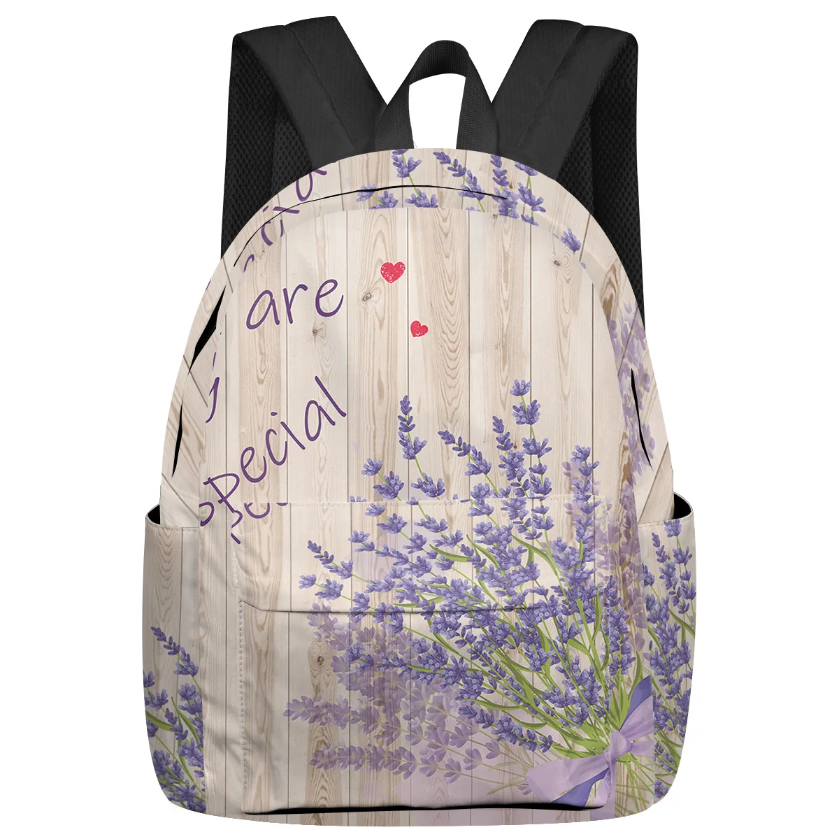 Vintage Wood Texture Lavender Women Man Backpacks Waterproof Travel School Backpack For Student Boys Girls Laptop Bags Mochilas