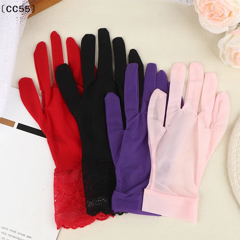 Women Oil Glossy Tight Stocking Gloves Sexy High Elastic Transparent Ultra-Thin Clubwear Short Wrist Gloves〔CC55〕