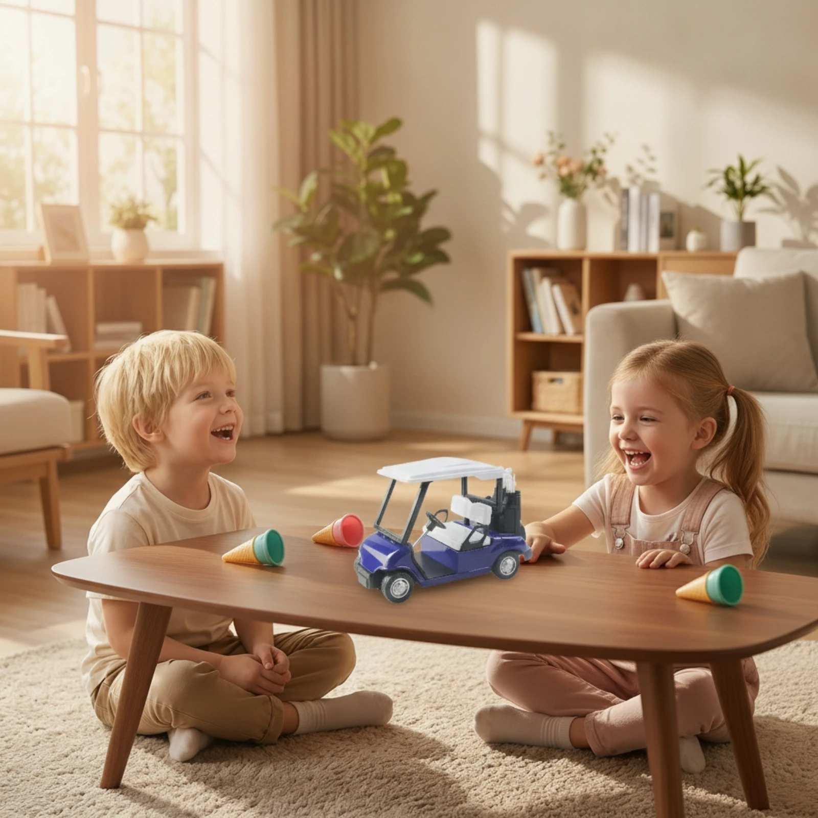 Golf Cart Toy Movable Toy Golf Cart Miniature Small Compact for Children, Playroom, Desk
