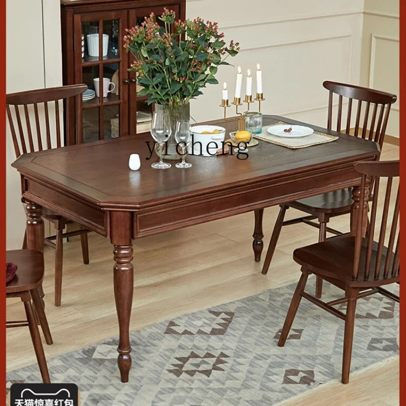 

ZZ ZC Solid Wood Furniture Dining Tables and Chairs Set French Retro Furniture Small Apartment Table Living Room Home