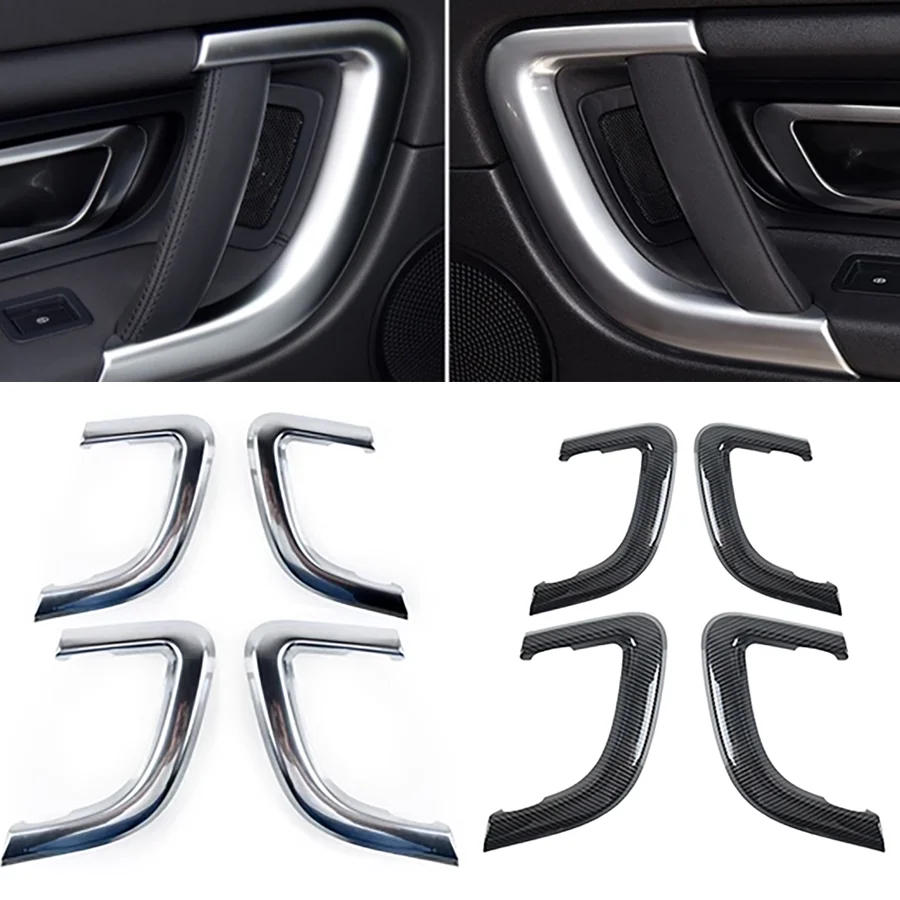 Wooeight 4Pcs Car Inner Door Panel Handle Pull Trim Frame Interior Decoration Sticker For Land Rover Discovery 2015-2018 2019