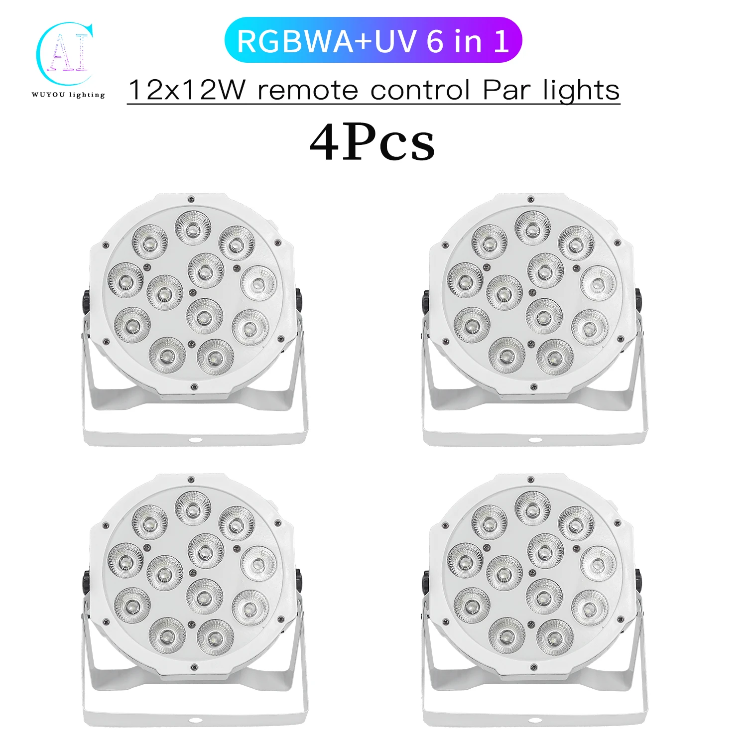 

4Pcs/Lots White RC Par Light 12x12W RGBW/12x18W RGBWA+UV 6 in 1 LED Stage Light DJ Disco Banquet Party Wedding Stage Lighting