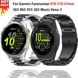 22mm Metal Strap For Garmin Forerunner 970 570 47mm 265 965 955 265 Music Bracelet Wristband for Garmin Venu 3 Band Accessories