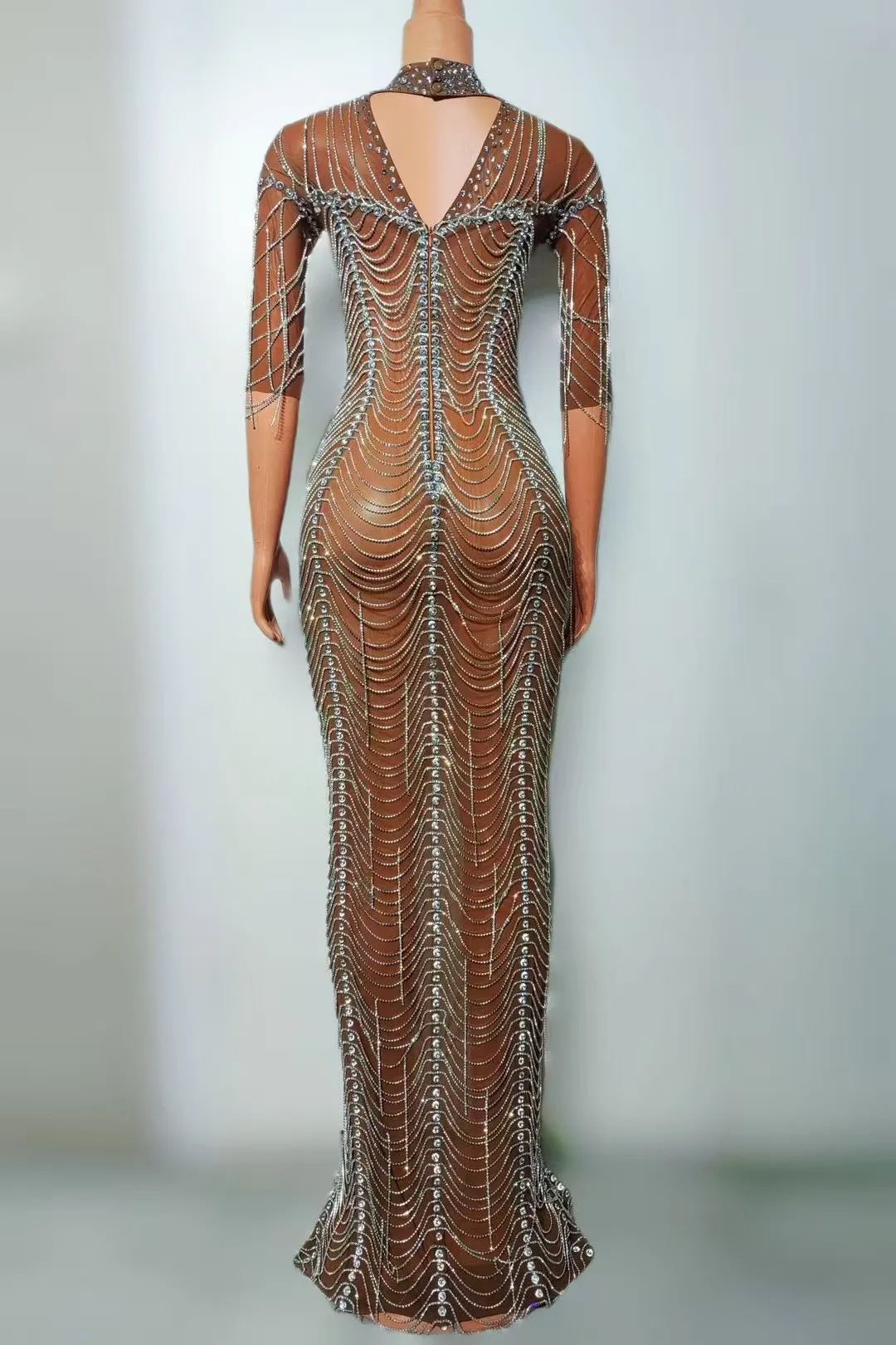 Niahtclub Di Bar Piosenkarka SexyPerspective Mesh Dance Team Sukienka wieczorowa WomenJazz A881