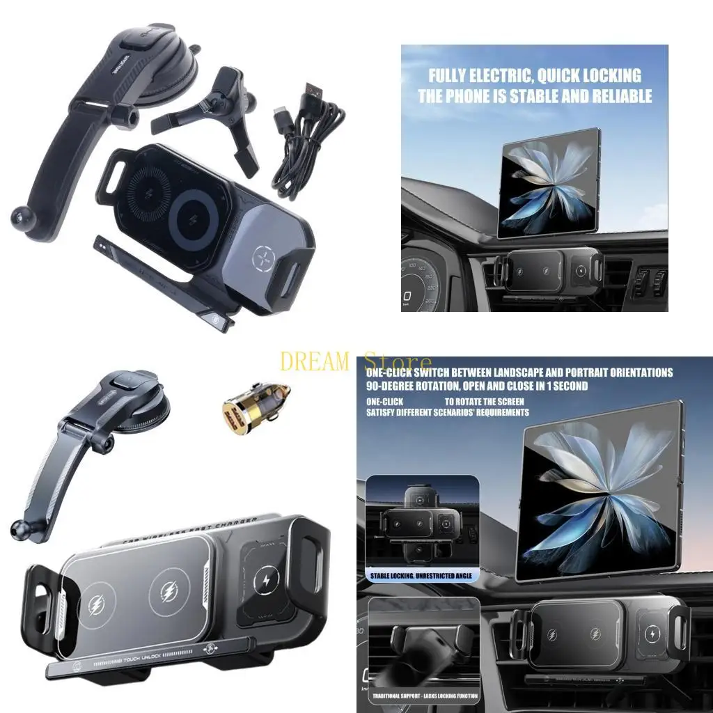 Wireless Car Charge, 15W Fast Chargings, Auto Clamping Car Phone Mount, Cellphone Holder Charge Station best sale