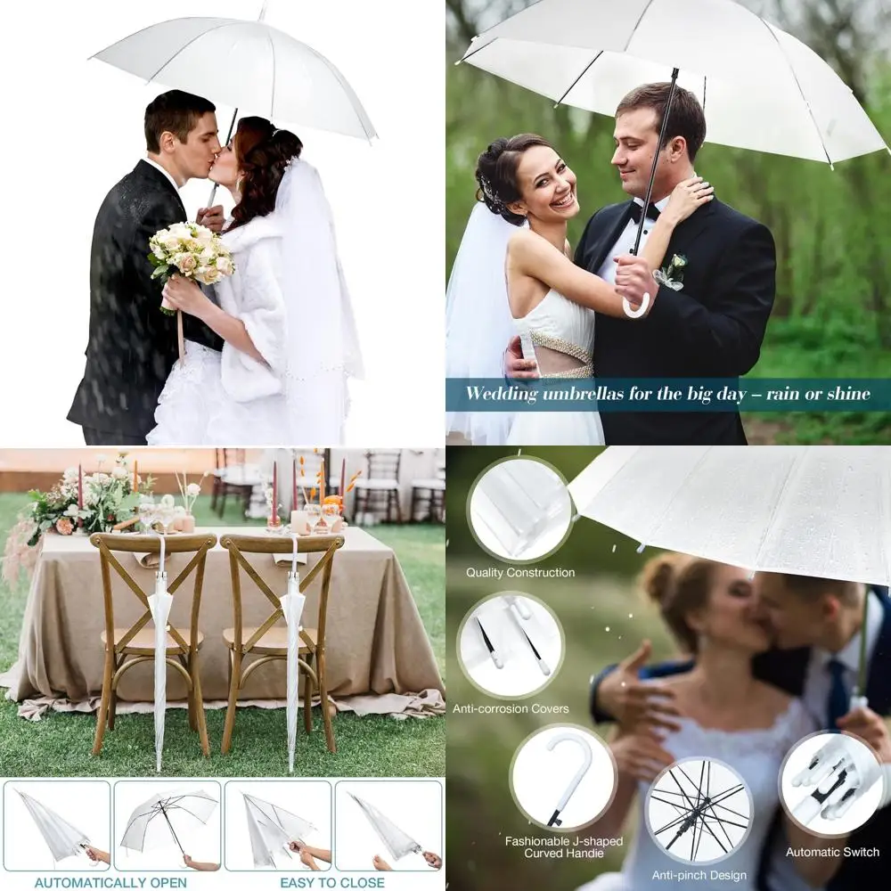 

Clear Umbrellas 20 Pack Bulk Waterproof Windproof with J Hook Handle for Weddings and Outdoor Events