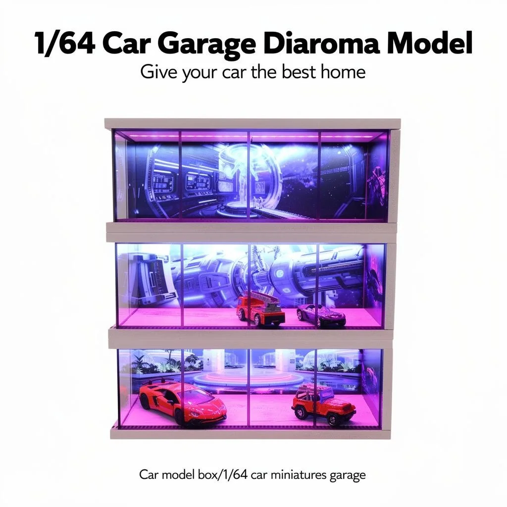 

1:64 Car Garage Diorama Models Car Display Box Usb LED Lights Simulated Garage Miniatures Parking Lots Scene for Collection Box