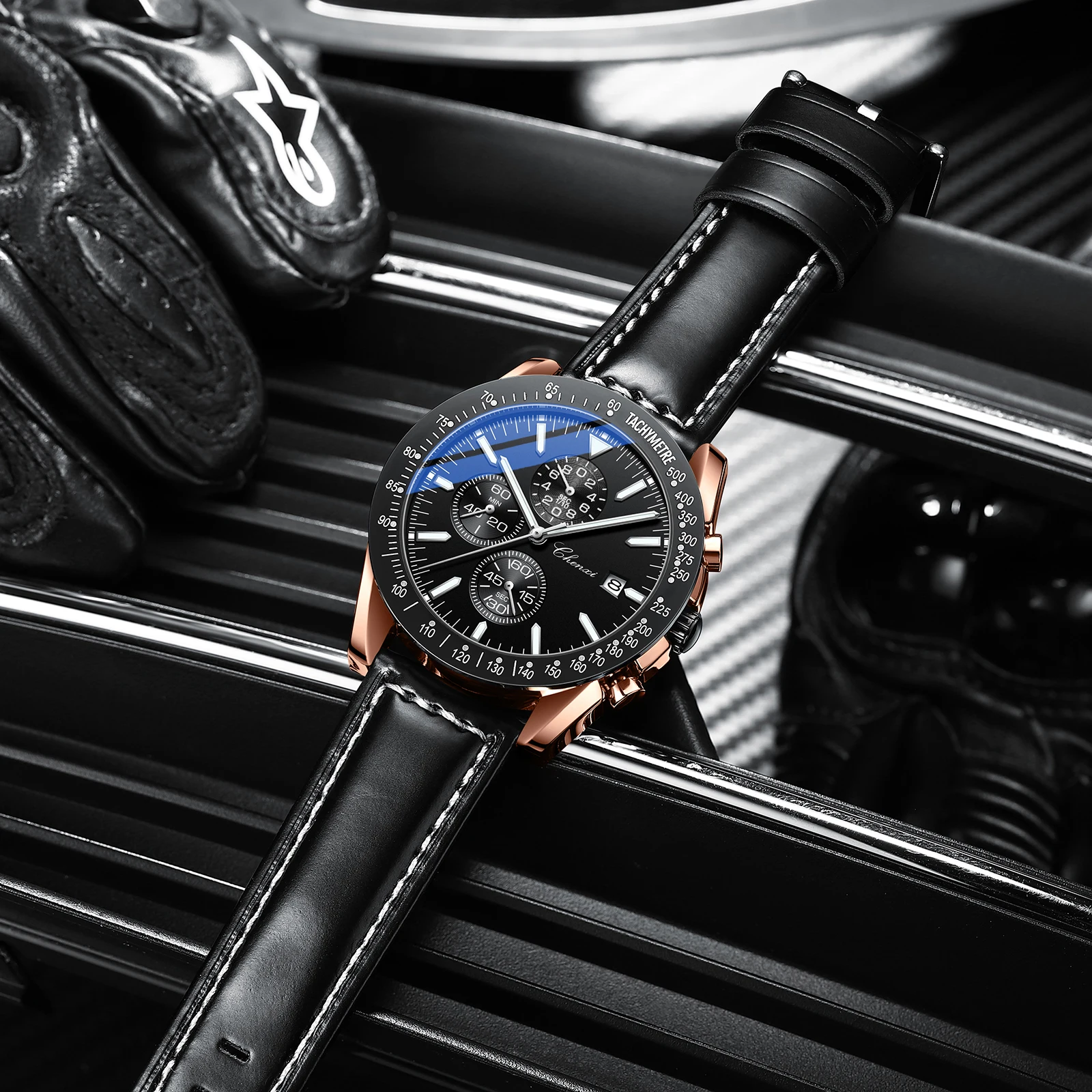 CHENXI 960 reloj de pulsera de lujo para hombre joven cronómetro impermeable luminoso reloj de hombre de cuero de alta calidad reloj deportivo de cuarzo para hombre