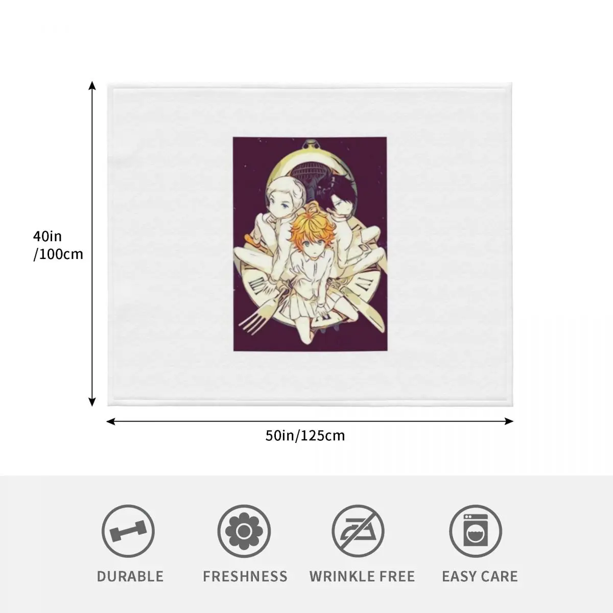 ياكوسوكو نو نيفرلاند | The Promised Neverland - Emma و Norman and Ray (رسم) بطانية رمي للسفر في الشتاء الدافئ بطانيات ناعمة للأسرة