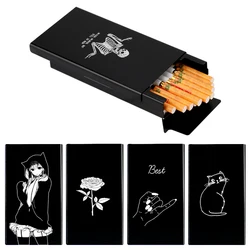 Metal Funny Lovely Cute Cat Fashionable Skull Boy Girl Aluminum Sliding Cigarette Case Custom Made LOGO Name Laser Engraving