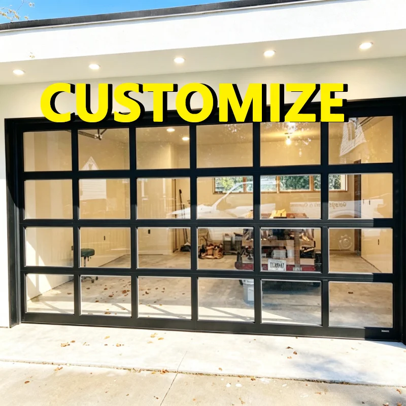 Any Size Custom Sensor Light Equipped Sectional Garage Door Aluminum One Key Remote Open anti Fall Safe Design Heat Insulat Home