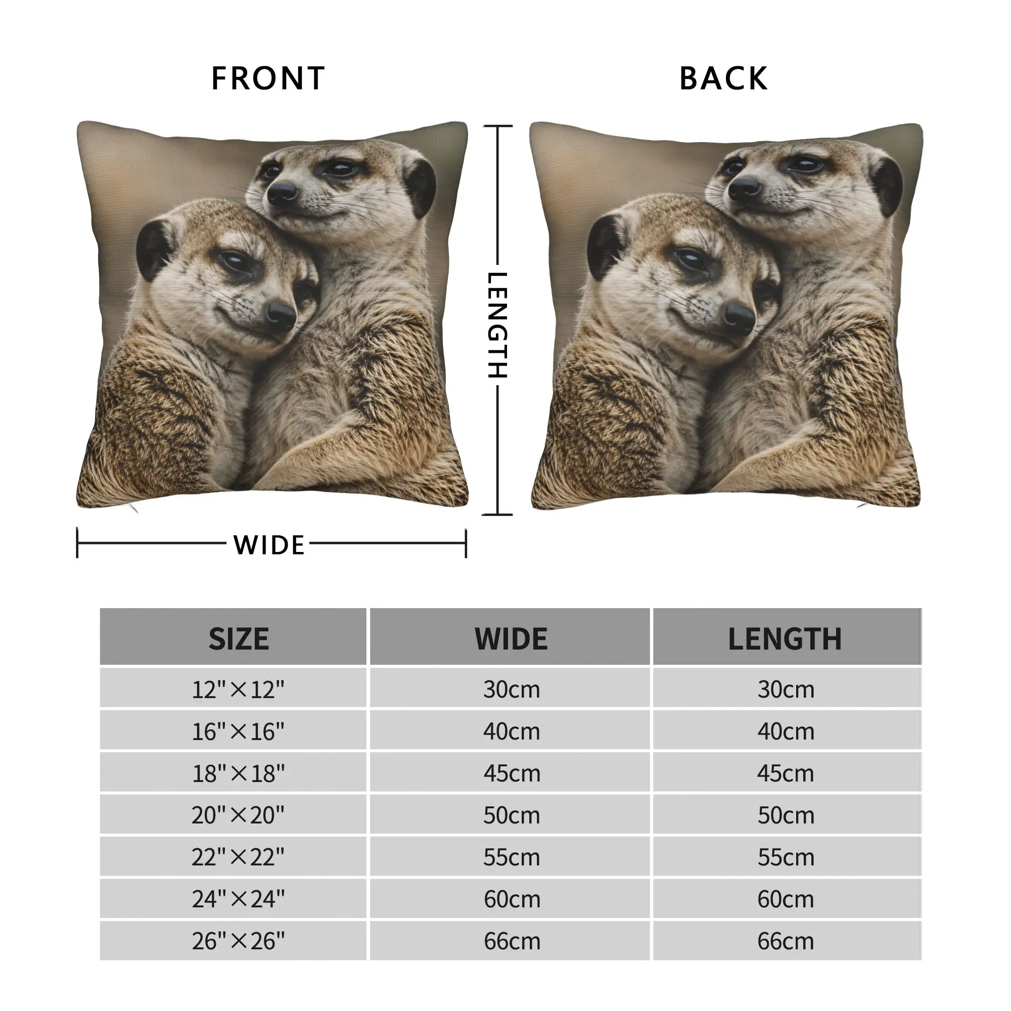 Pillow Cover Two Snuggling Meerkats Warm Wildlife Photo  Vintage Pillow Case For Sofa Bedroom Home Decor Pillowcases