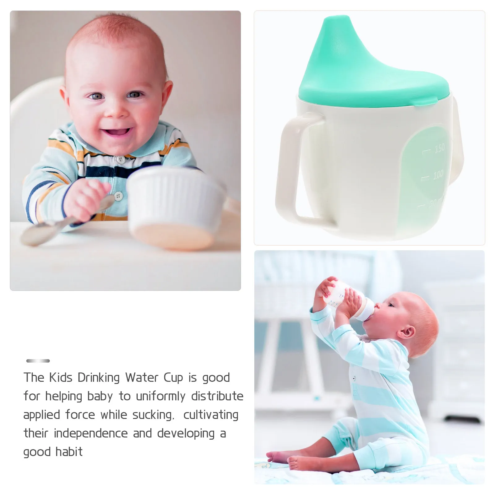 Toddler Sippy Cup Baby Trainer Drinking Cup with Tight Seal Lid Suction Spout Non Spill Design Large Mouth Easy Cleaning
