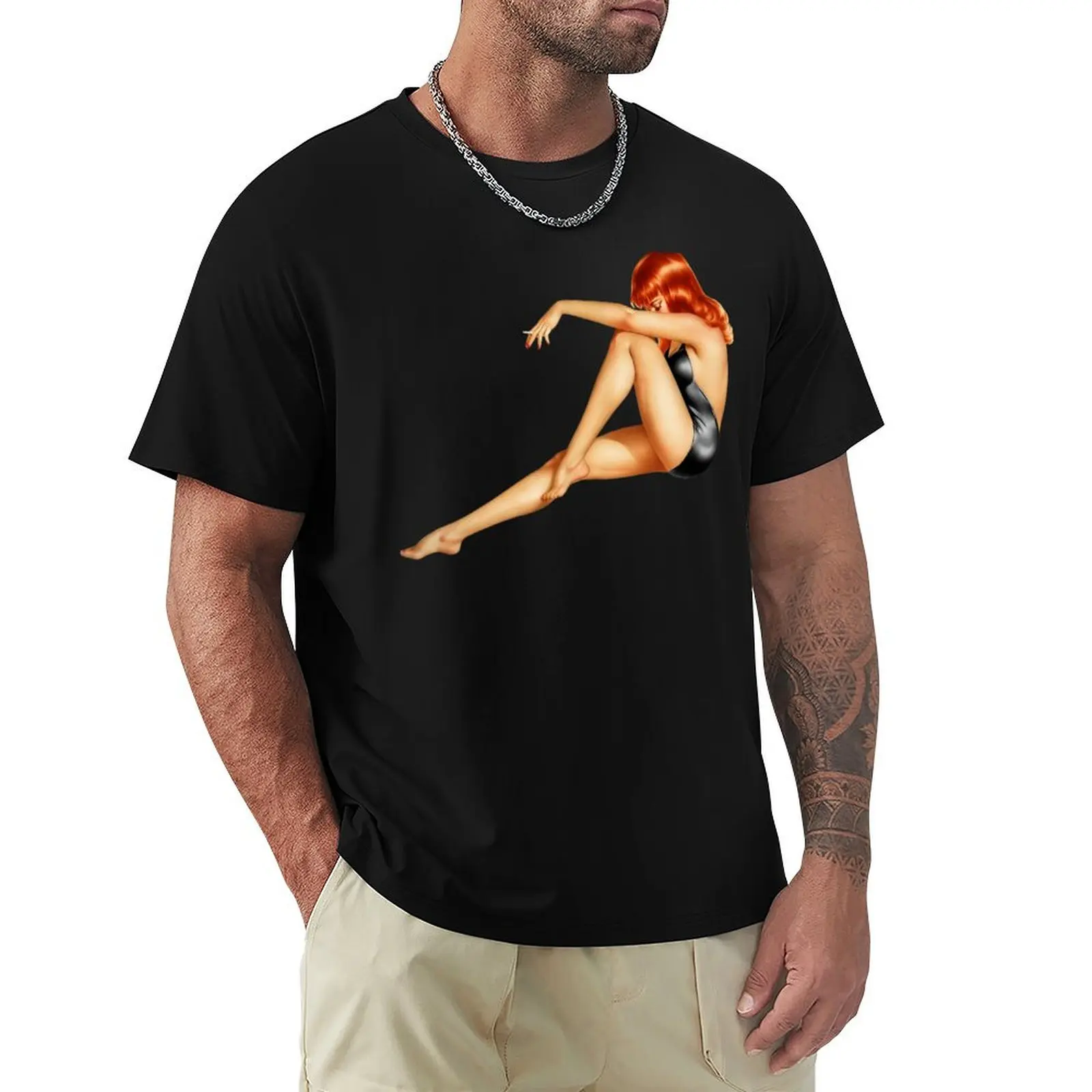 The Pinup Girl by Alberto Vargas Pin-Up Girl Vintage Artwork T-Shirt Novelty Print Casual Tee Shirt