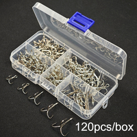 120pcs/box Fishing Hook Fish Treble Hooks Kit Saltwater Freshwater Triple Hooks Size 2# 4# 6# 8# 10# Fish Hooks Accessories