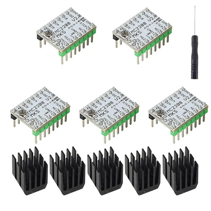 AB09  TMC2208 V2.0 Stepper Motor Driver Ultra-Quiet/Low Heat for SGen L V1.0/Gen L V2.0 Controller Board (5Pcs)