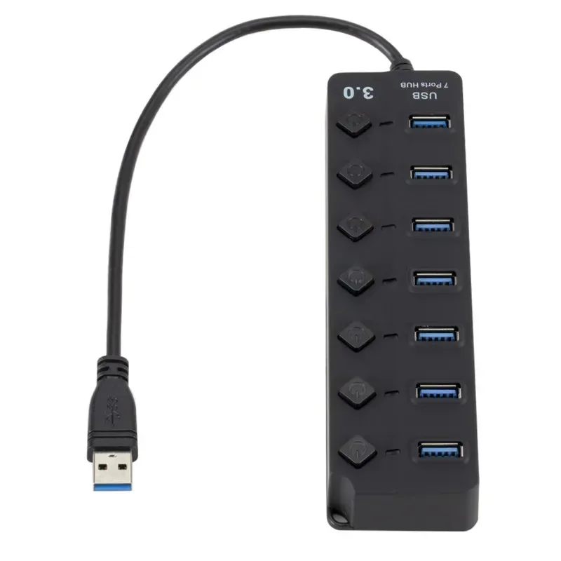7 Ports Usb3.0 Splitter Hub with Button Plug and Play Compatible High Resolution Camera Video Surveillance