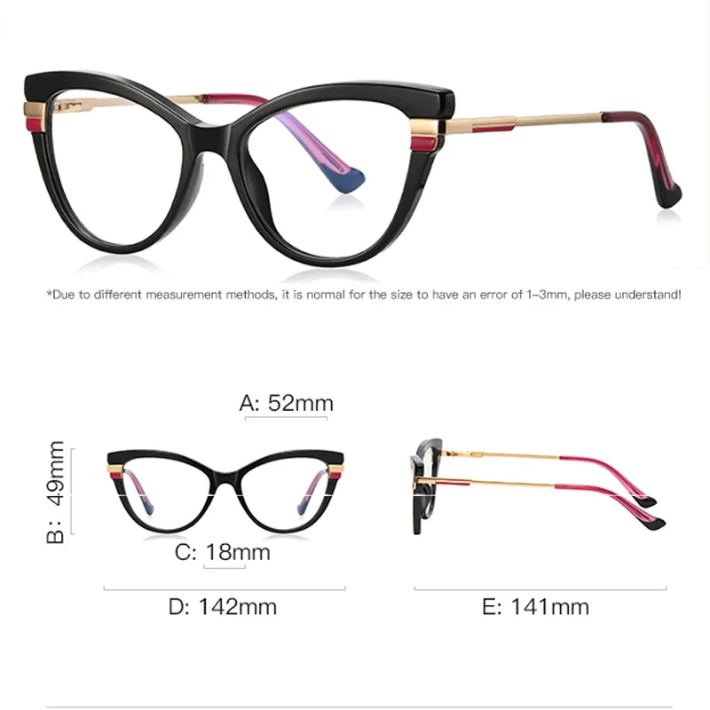 KIZN 캣아이 근시 안경테 고품질 2025 신상 여성용 블루라이트 차단 맞춤 도수 안경 -0.50 ~ -10