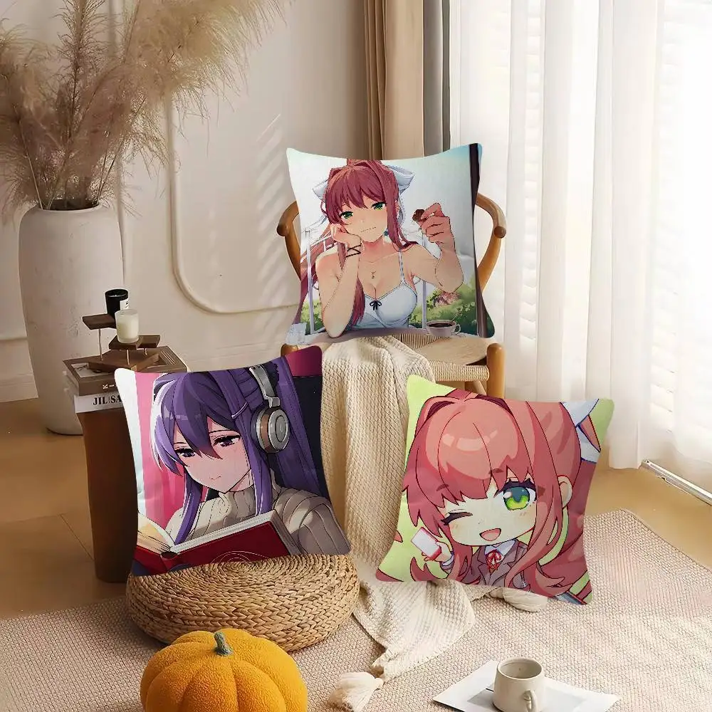 GAME Doki Doki Literature Club! Cute Cartoon L Game Cushion Cover Pillowcase Upholstery Sofa Throw Pillow Home Decor Pillowcas