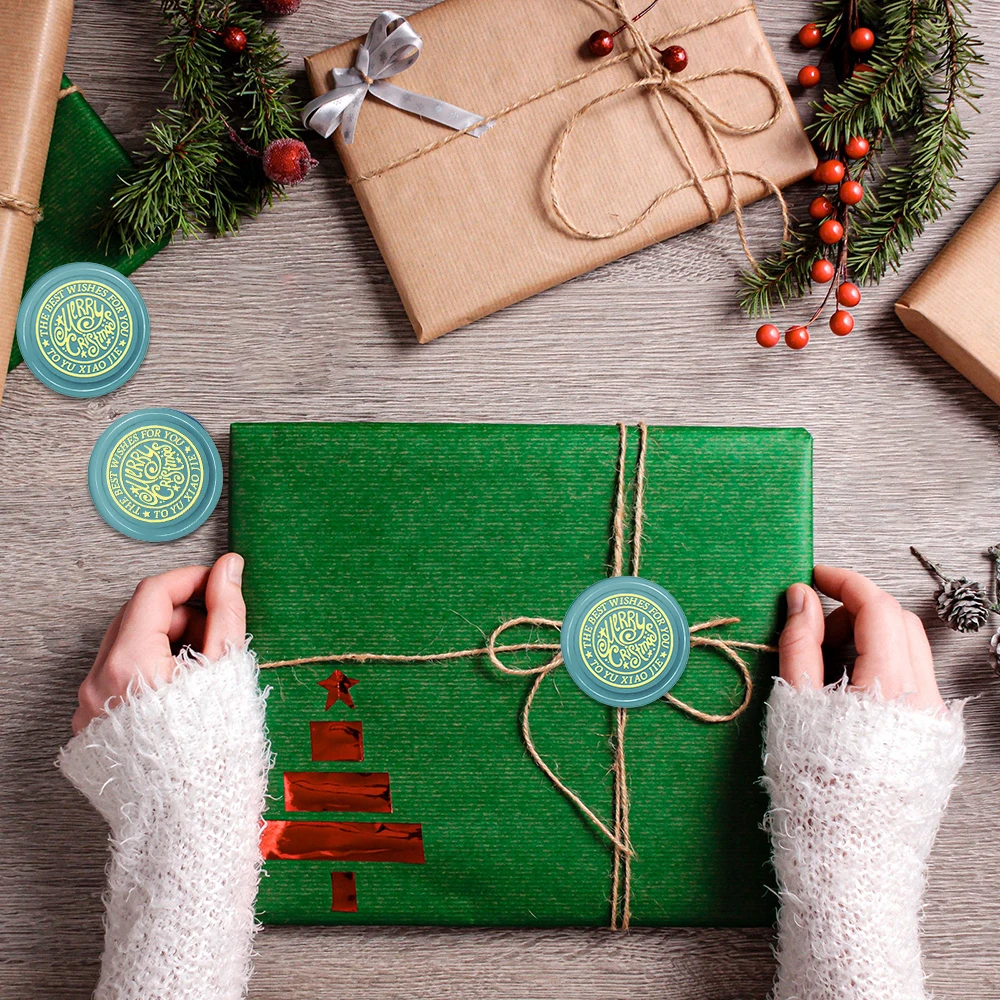 Happy Christmas Wachssiegelstempel, Wachssiegelstempel, austauschbare Messingstempelköpfe zum Dekorieren von Geschenken und Grußkarten
