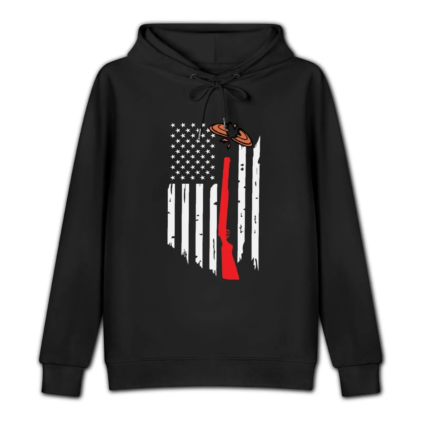 Skeet Trap Clay Shotgun Shooting USA Flag Pullover Hoodie graphic t shirts men korean autumn clothes korean clothes pullover