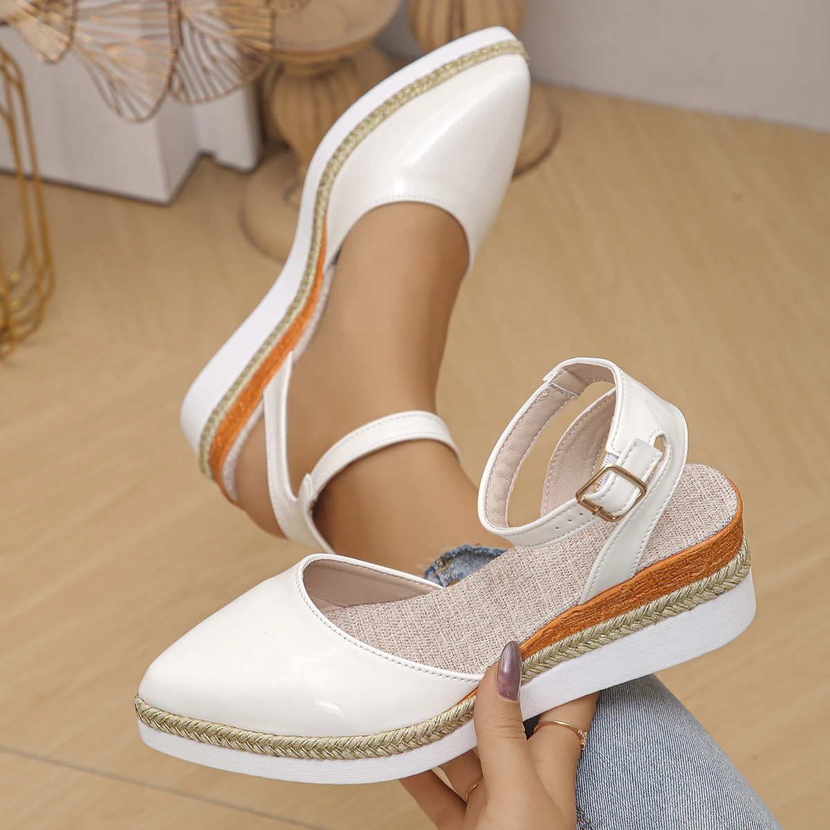 Women Sandals Closed Toe Wedge Sandals Women Summer Elastic Band Gladiator Shoes Woman Fashion Espadrilles Platform Sandals