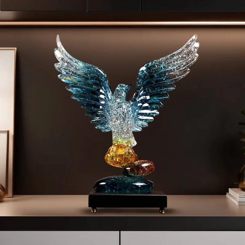 #¥Creative Animal Figurine Eagle Sculpture Transparent Resin model Living Room Bedroom Office Desktop Statue Modern Home Decor